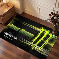 Monster Energy Personalized Crystal Velvet Carpet, Customized Name Text Soft Anti‑Slip Rug for Living Room Bedroom 40cmx60cm brown