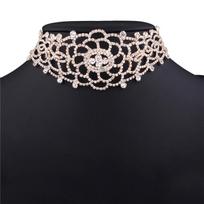 Seksualus prabangus tuščiaviduris kalnų krištolo ir deimantukų chokerio vėrinys Elegantiški vestuviniai papuošalų aksesuarai moterims Choker #228747 auksas
