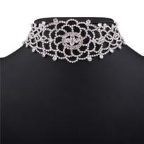 Seksualus prabangus tuščiaviduris kalnų krištolo ir deimantukų chokerio vėrinys Elegantiški vestuviniai papuošalų aksesuarai moterims Choker #228747 gray