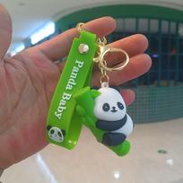 Cute Bamboo Panda Keychain Giant Panda Bag Doll Pendant Doll Machine Gift opp packaging bag green
