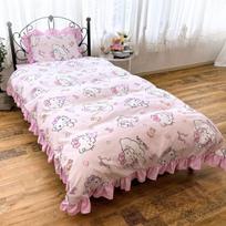 Sanrio Hello Kitty Frill Duvet Cover Single Hello 3-Piece Set, Size, Kitty, Kitty, Sanrio, SANRIO, Character, SB-666-S gray