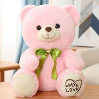 Pink Sitting Teddy Bear Doll Plush Toy Bow Tie Bear Doll Children Sleeping Soothing Pillow Ragdoll 25cm