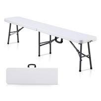 BOOSDEN Folding Bench 185x30x42cm Outdoor Bench Garden Bench Long Bench Compact No Assembly Required Stool Lightweight Outdoor Garden Event Use White balta