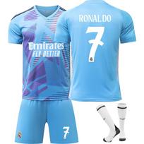 Vaikų sporto apranga Real Madrid Ronaldo Futbolo marškinėliai Mėlyni Jaunimo treniruočių uniforma 120-130 CM tamsiai pilka spalva