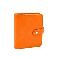 A7 Orange Wallet Leather Binder 6 Ring Binder With 45 Sheets PU Clip-on Notebook Faux leather Loose Leaf Notebook (as the picture,A7) orange