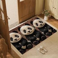 1pc Cute Panda Design Door Mat - Durable Flannel, Machine Washable, Rectangular Welcome Mat for Indoor/Outdoor Use, Perfect for Living Room, Bedroom, 43X75CM black