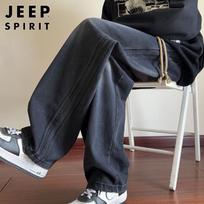JEEP SPIRIT Men's Loose Straight Fit Denim Jeans 3XL juoda