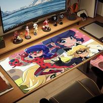Miraculous Ladybug Print  Cushion Non-slip Laptop Tablet Big Mousepad XXL Mat Mini PC Playmat With Lock edge 30cmx60cm(11.8x23.6inch) black