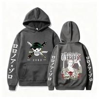 New One Piece Zoro Anime Printed Hoodie Sweatshirt Men's and Women's Hoodie Men's Tops Sports Hoodie Harajuku Y2K Hoodie M gray