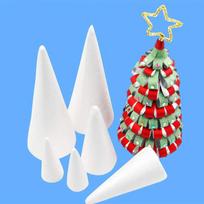 Christmas Foam Cones Polystyrene Foam Tip Cone DIY Craft Accessory Handmade Party Celebration Festival Decorations 25cmX9.6cm