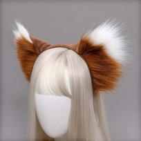 Furry Cute Plush Fox Cat Ears Artificial Headband Animal Ears Headwear Imitation Lolita Cosplay Hair Accessories Halloween white