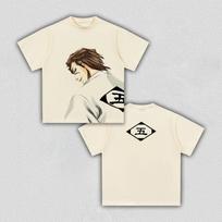 Bleach Aizen Sosuke 5th Division Two Side Anime T-shirt, black, oversize, Y2K streetwear, cotton, for summer 2026.,Unisex,gift,Top XXL white