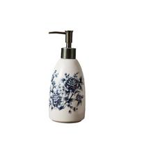 Hand Press Type Ceramic Hand Sanitizer Bottle Vintage Flower Pattern Hand Soap Container  Home Style 1