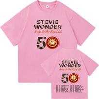 Stevie Wonder dainos „The Key of Life“ 50-mečio turo marškinėliai Medvilniniai Minkšti Gatvės stiliaus Trumpomis rankovėmis Moteriški marškinėliai L white