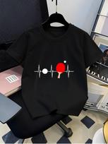 Ping Pong Heartbeat Table Tenni Racket Ball Graphic Tee Boys Girls Family Matching Casual Parent Kids Sports Short Sleeve Outfit 140 black