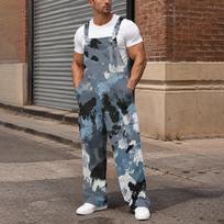 Men's Loose Fit Cargo Bib Overalls Wide Leg Jumpsuit with Multi-Function Utility Pockets XXXL gray