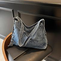 Džinsinis Pečių Krepšys Atsitiktinis Retro Moteriškas Messenger Krepšys Didelės Talpos Kelioniniai Krepšiai su Reguliuojamu Dirželiu Moteriški Crossbody Krepšiai šviesiai mėlyna spalva