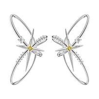 Pair Of Hexagram Crystals Ear Cuffs With Rhinestones For Women Without Piercing Fashion Jewelry 1 white