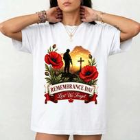 Lest We Forget Remembrance Day T-Shirt - Poppy Memorial Military Tribute Tee XS beige