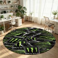 Monster Energy Printed Round Crystal Velvet Rug Soft Non Slip Floor Carpet For Bedroom Holiday Gift 150cmx150cm