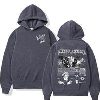 Anime Jojo Bizarre Adventure Hoodies Killer Queen Graphic Men Women Casual Sweatshirts Oversized Long Sleeves Fleece Pullovers M gray