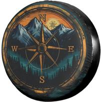 Compass Mountains Spare Tire Cover Waterproof Dustproof Wheel Protector for RV SUV Truck 16inch