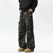 Men Camouflage Multiple Pockets Cargo Loose Wide Leg Straight Denim Jeans XL kamufliažas