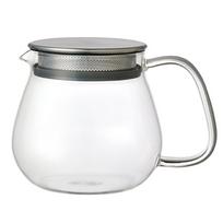 KINTO Unitea One-Touch Teapot 460ml, Heat-Resistant Glass with Built-in Strainer, Casual Japanese Tea Brewer 0.2 L