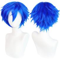 Trumpa Juoda Vyriška Sintetinė Perukas Cosplay Helovino Kalėdų Renginio Kostiumų Šventės Juodas Vyriškas Perukas Vyrams Moterims Anime Cosplay blue