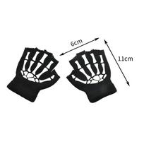 Half-finger Gloves Halloween Skeleton, Mechanical Knitted for Party Accessories, Cosplay Costume, black