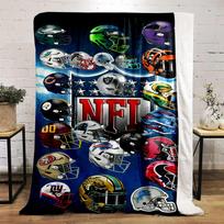 NFL Team Helmets Collage Design Flannel Blanket for bedroom, living room, sofa, and nap sofas. 100x150cm(39*59in)