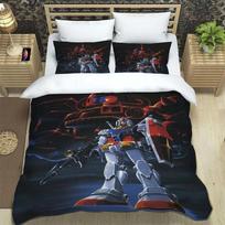 3D Printed Cartoon Gundam 2/3Piece Bedding Set: Duvet cover set suitable for adult boys and girls bedroom décor, children's gift 90×200cm