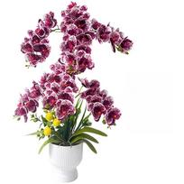 54 Head Faux Phalaenopsis Orchid Plant Pink White Purple Yellow Artificial Flower Bonsai In White Pot For Home Garden Office Dec pink