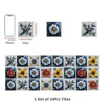 24PCS Multicolor Tile Decorative Decals Self-Adhesive Artistic Pattern Wall Sticker Interior Decor Peel Stick Tile Wall Decal gray