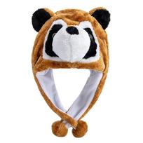 Tiger Animal Earflap Cap Panda Ear Protection Hat Lovely Plush Beanies  Kids Style F black