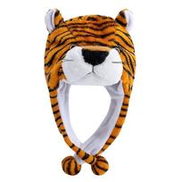 Tiger Animal Earflap Cap Panda Ear Protection Hat Lovely Plush Beanies  Kids Style M black