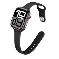 Slim Silicone Strap for Apple Watch Bands 46mm 42mm 40mm 44mm 45mm Sport Correas Bracelet iWatch Series Ultra 3 2 6 Se 8 9 10 11 42-44-45-49mm S10-46 black