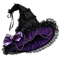 Halloween Oversized Velvet Witch Hat with Star Tulle, Black Plus Size Witch Hat for Costume Party M