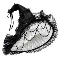 Halloween Oversized Velvet Witch Hat with Star Tulle, Black Plus Size Witch Hat for Costume Party M