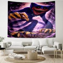 Custom Name Huggy Wuggy Print Tapestry, Backdrop, Easy Setup, Ideal for Bedroom, Office & Living Room, with Aesthetic Wall Hanging Decor. 100cmx150cm