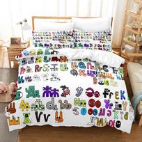Alphabet Lore alphabet Bedding Set Single Twin Full Queen King Size Bed Set Kids Bedroom Duvetcover Sets  Bed EU Single(135x200cm)