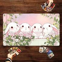 Cute White Rabbit Mouse Pad MTG Trading Card Game Playmat 600X350MM TCG Play Mat Non-Slip Durable Stitched Edge Magic Card Mats 600x300x2mm