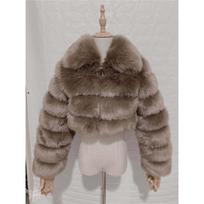 Women Short Lapel Faux Fur Coat Faux Fox Fur Long Sleeve Spliced Warm Furry Winter Jacket XXL black