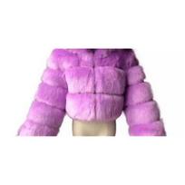 Women Short Lapel Faux Fur Coat Faux Fox Fur Long Sleeve Spliced Warm Furry Winter Jacket XXXL pink