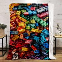 Colorful Building Blocks Pattern Blanket Flannel blanket for bedroom, living room, sofa, and nap sofas. 130x150cm(51*59in)