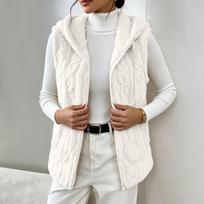 Women's Casual Hooded Zip-Up Vest Jacket Sleeveless Sweatshirt- Outerwear for Everyday Wear M white