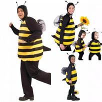 Suaugusiųjų ir vaikų bičių kostiumas Cosplay Dryžuotas mozaikinis kostiumas Sparnai Kepurė su antenomis Helovinas Juokingas gyvūnų šeimos vakarėlio apranga Adult S yellow