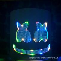 DJ galvos apdangalas Marshmello kaukė LED medvilniniai saldainiai šviečianti Top 100 elektroninės muzikos festivaliams One Size