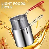 Stainless Steel Tempura Fryer / Multi-Functional Frying Pan Set with Colander 2pc