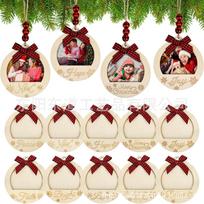 Christmas Festival Wooden Ornament: Round Hanging Tag Photo Frame 8x8.5x0.6 cm